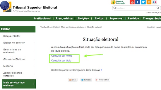 É possível acompanhar a situação pelo número do titulo eleitoral ou através do nome completo do eleitor (divulgação)