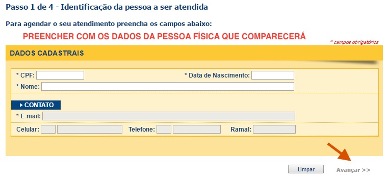 Passo 1 -- Dados de Pessoa Física para o CCM