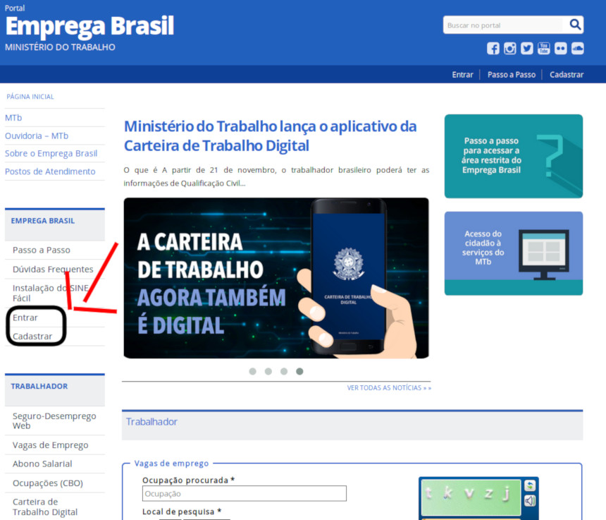 Portal Emprega Brasil cadsatro